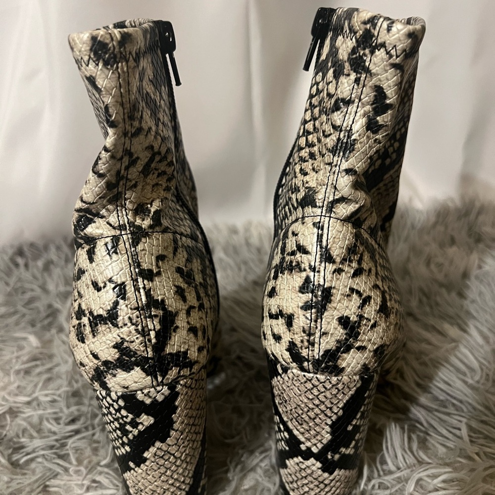 Shoe Dazzle Black and Cream Snakeskin Booties - Picture 2 of 3